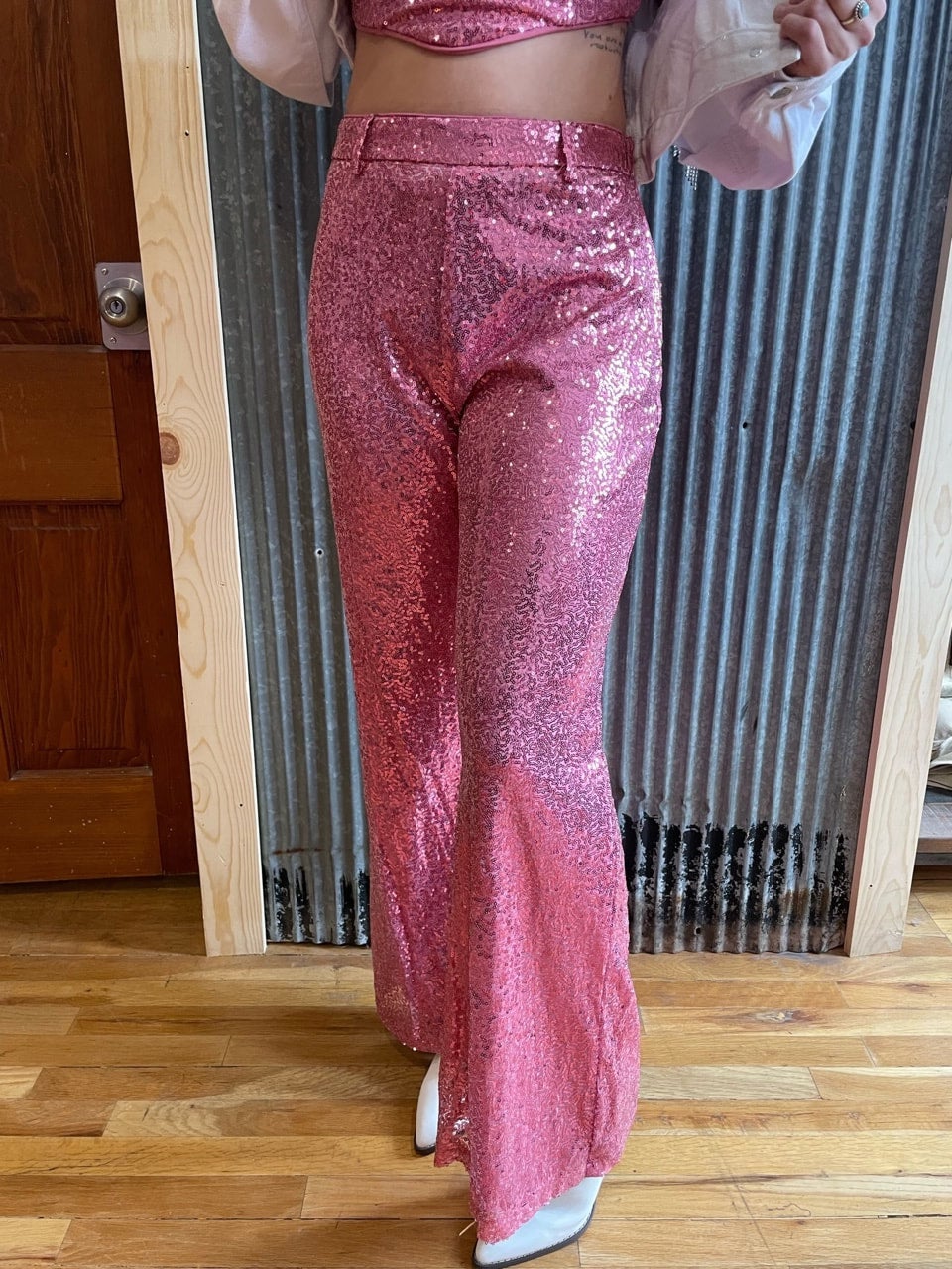 Pink Sequin Pants  Pink Armadillo Boutique